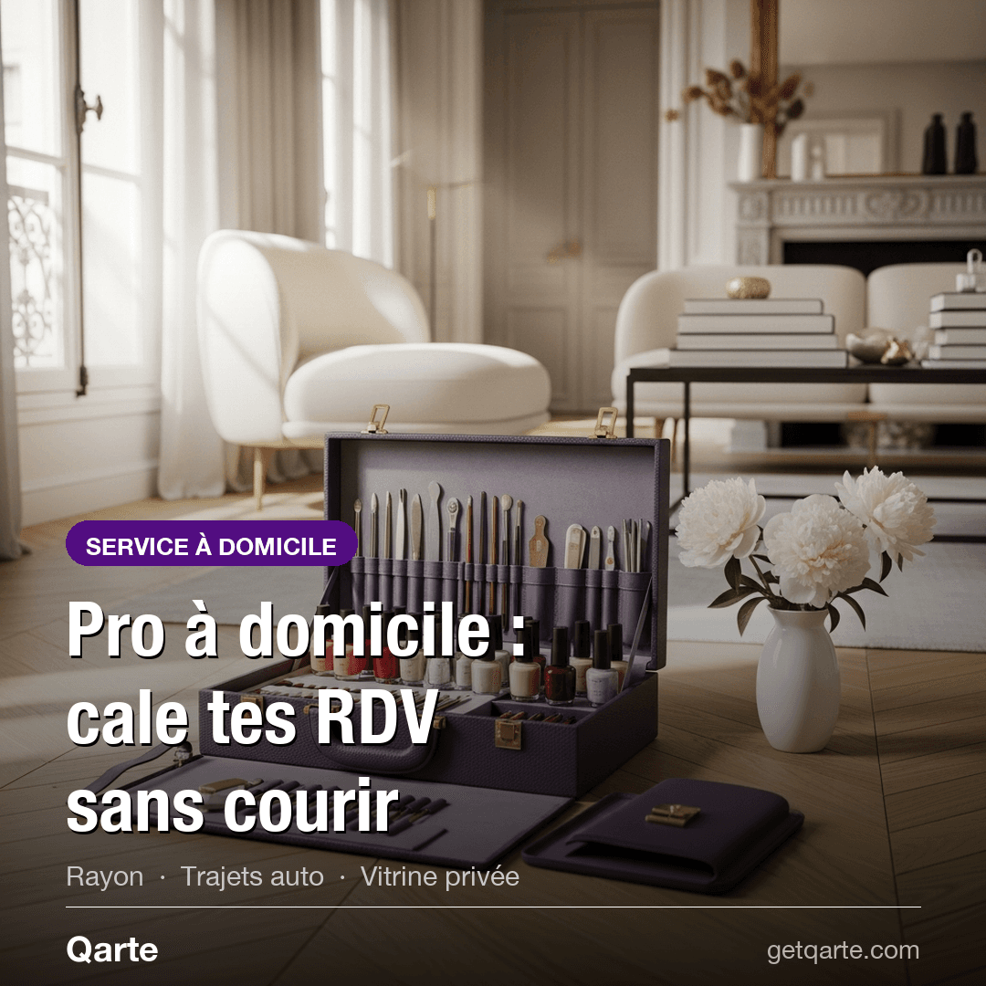 Esthéticienne à domicile préparant son kit beauté avant un rendez-vous client
