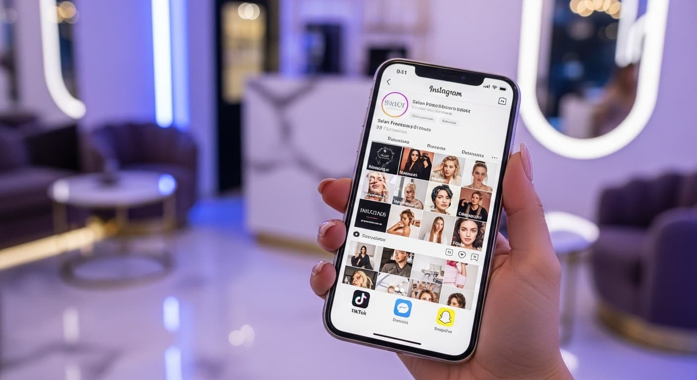 Téléphone avec profil Instagram pour salon de beauté
