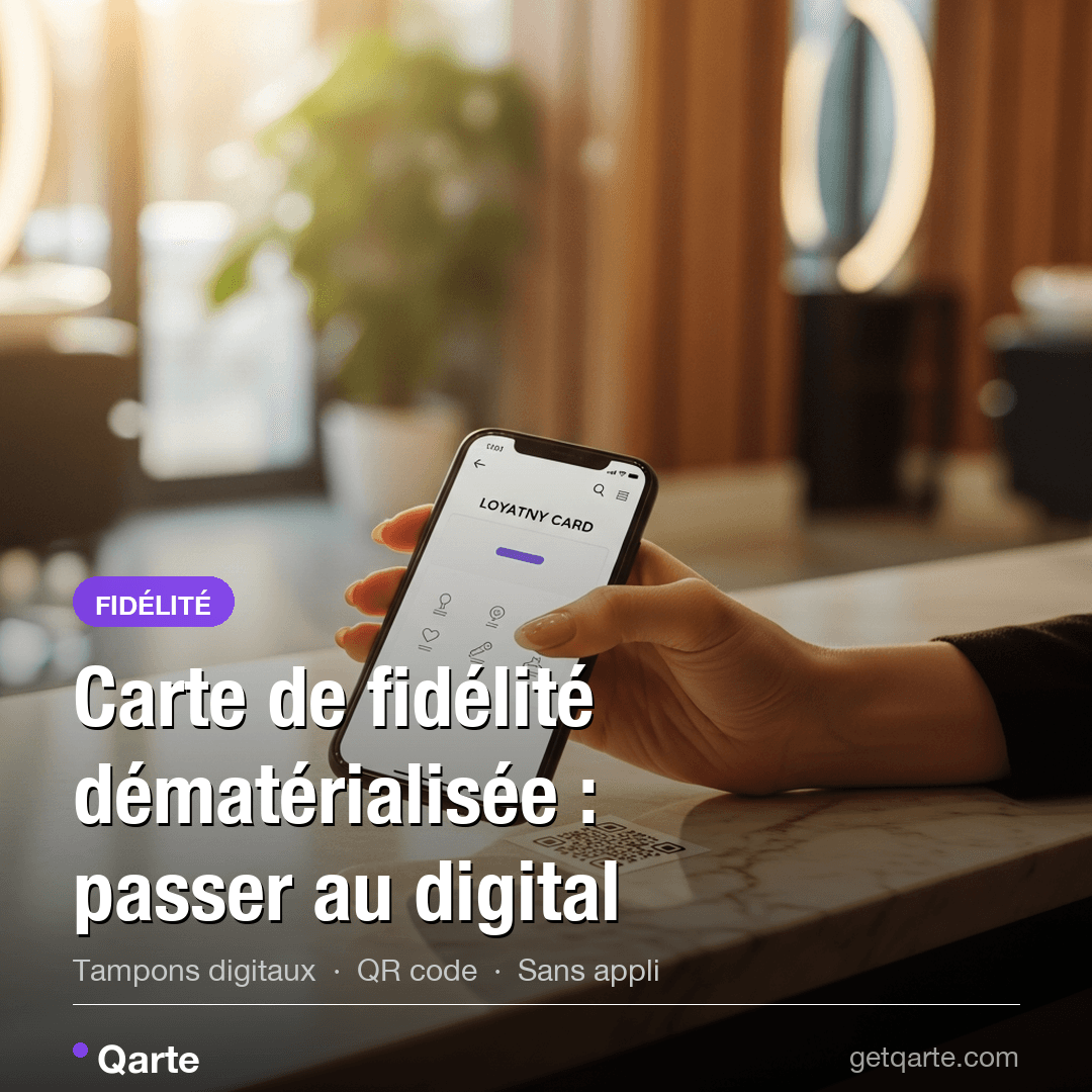Cliente d'un salon de beauté scannant un QR code de carte de fidélité avec son smartphone